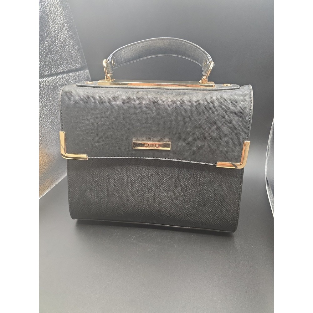 Dune London Black Faux Leather Two-Tone Handbag with Yellow Accents